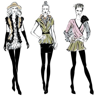 Moda modelleri sonbahar kış stil kroki