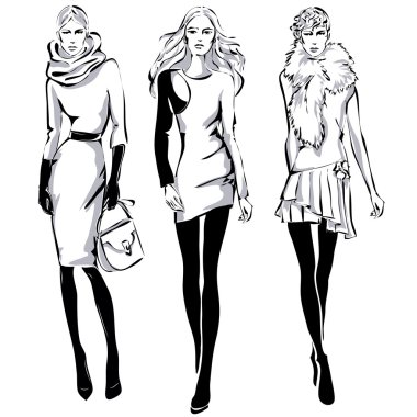 Moda modelleri sonbahar kış stil kroki