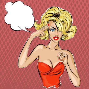 Konuşma balonlu bir kızın pop sanat çizimi