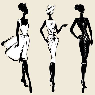 Retro moda modelleri sonbahar kış stil kroki