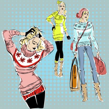 Moda modelleri sonbahar kış stil kroki
