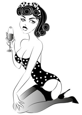 Kadın iç çamaşırı seksi pin-up kızı