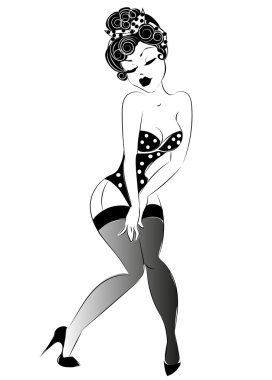 Kadın iç çamaşırı seksi pin-up kızı