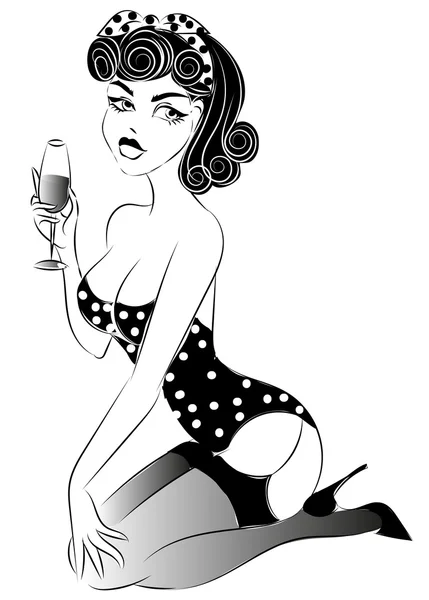 Sexy pin-up girl en lingerie — Image vectorielle