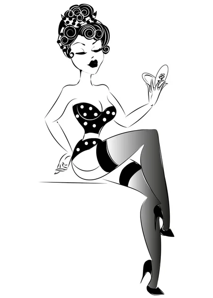 Sexy Pin-up Mädchen in Dessous — Stockvektor