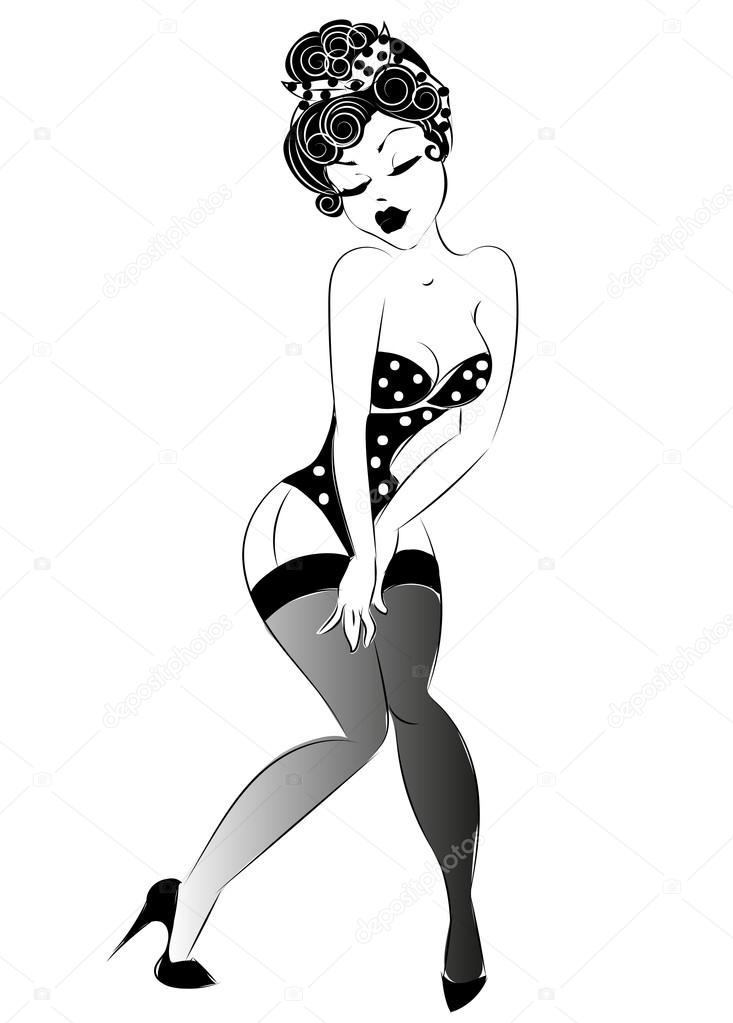 Sexy Pin Up Girl En Lingerie Vecteur Par ©sofiapink 92955802 