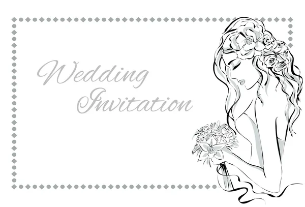 Wedding Day invitation with beautiful fiancee — Stock Vector