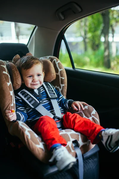 Adorable Baby Boy Safety Car Seat — Stock Photo, Image