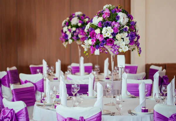 Tafel Gedekt Voor Bruiloft Een Ander Catering Diner — Stockfoto