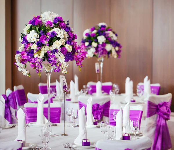 Tafel Gedekt Voor Bruiloft Een Ander Catering Diner — Stockfoto