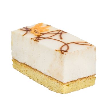 Beyaz arka planda izole edilmiş lezzetli ve sulu sufle.