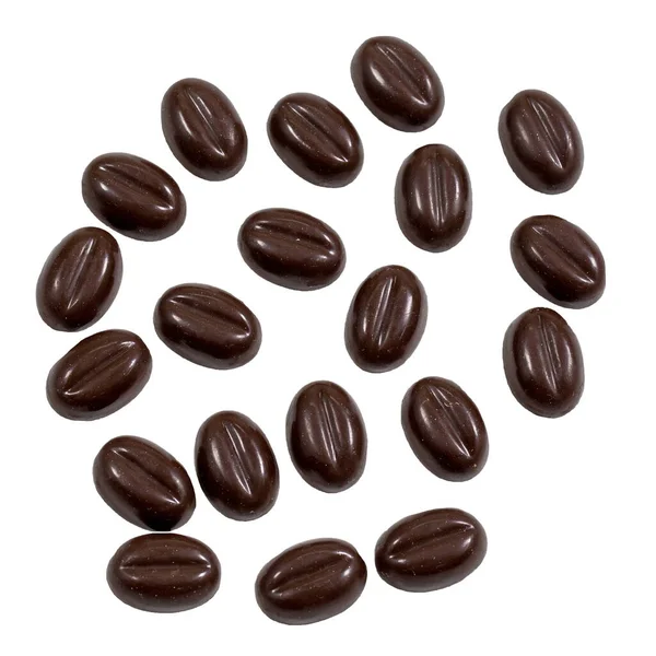 Choklad Godis Form Kaffebönor Isolerad Vit Bakgrund — Stockfoto