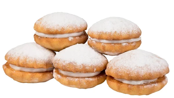 Deliciosas Galletas Pan Corto Trigo Aisladas Blanco —  Fotos de Stock