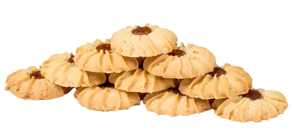 Deliciosas Galletas Pan Corto Trigo Aisladas Blanco — Foto de Stock