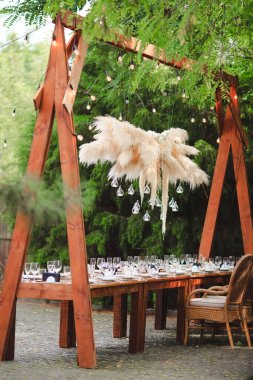 Kırsal stil Düğün veya doğum günü tablosu ayarları