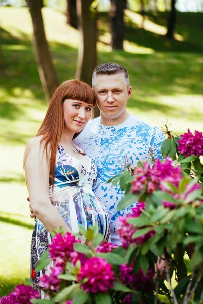 Coppia incinta nel parco — Foto Stock