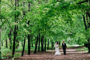 Gelin ve damat parkta