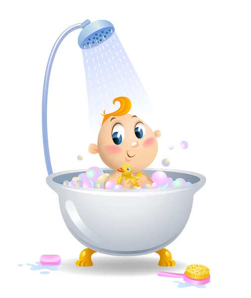 Bébé sous la douche — Image vectorielle