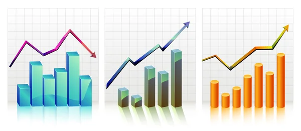 Business Graph with arrow showing profits and gains — Stock Vector