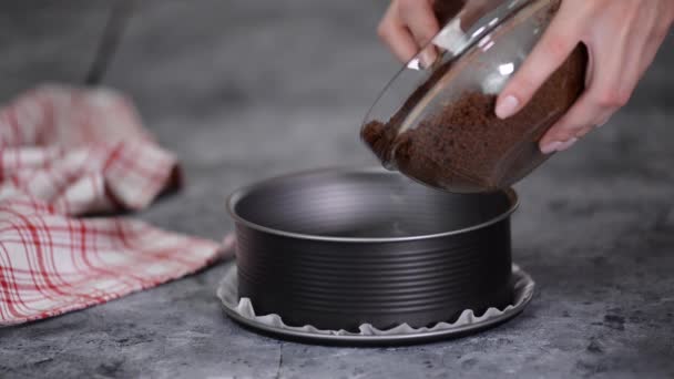 Proces výroby tvarohového koláče. Detailní záběr. — Stock video