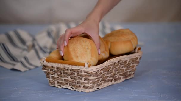 Homemade Italian Bread Mantovane Basket — Stock Video