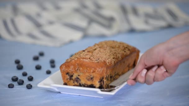 Prăjitură proaspătă de afine . — Videoclip de stoc