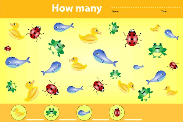How many? Worksheet. Education Counting Game. — ストックベクタ