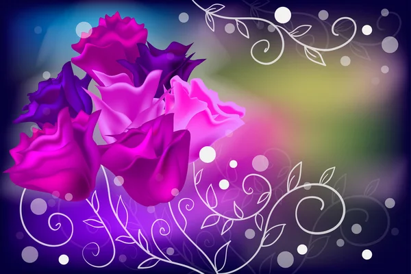 GREETING CARD. Magic flowers — Stockvector