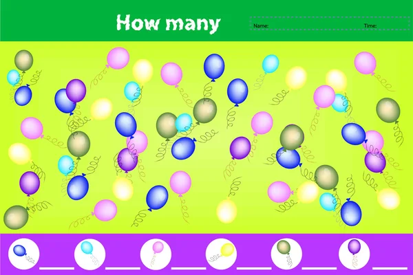 Education Counting Game. How many? Worksheet — ストックベクタ