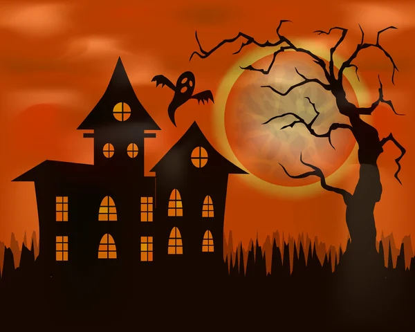 Halloween. Hus med spöken. Spökhus — Stock vektor