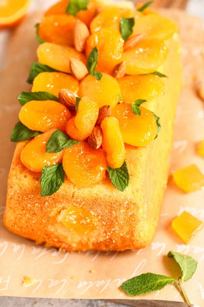 Tarta Libra Naranja Con Sabor Zumo Naranja Recién Exprimido Ralladura —  Fotos de Stock