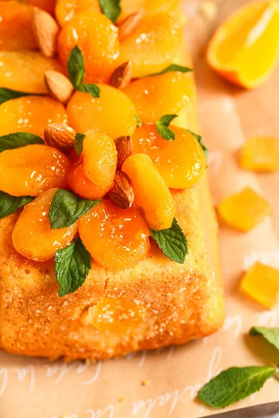 Tarta Libra Naranja Con Sabor Zumo Naranja Recién Exprimido Ralladura —  Fotos de Stock