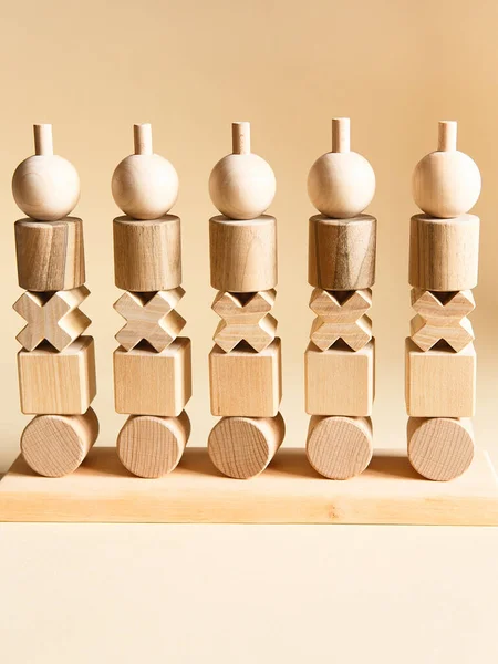 Children Wooden Toys Sequencing Blocks Learning Resource Educating Shapes Fine — Stock Photo, Image