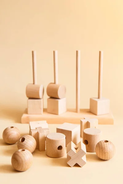 Children Wooden Toys Sequencing Blocks Learning Resource Educating Shapes Fine — Stock Photo, Image