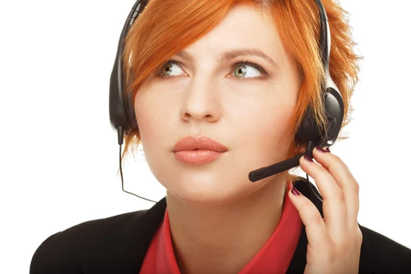 Closeup portret van vrouwelijke klantenservice of ca — Stockfoto