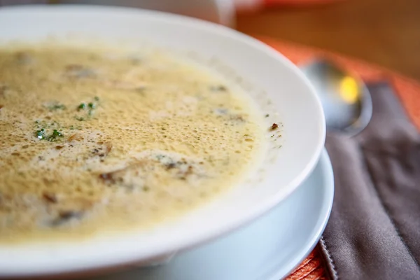 Bowl of cream soup with champignon mushrooms — Stock Image Bowl of cream soup with champignon mushrooms Stock Image