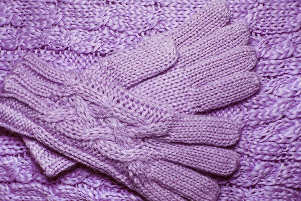 Шерстяной свитер или шарф и перчатки текстуры закрыть . — стоковое фото