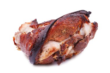 Beyaz arka plan üzerinde izole kavrulmuş domuz knuckle. 