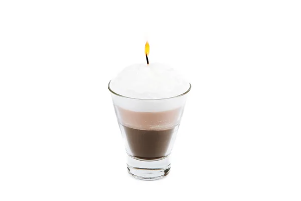 Handmade candle in the form of Irish Coffee Cup with coffee and — Stock Photo, Image