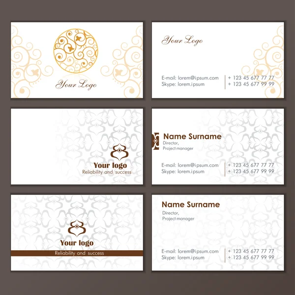 Stora Vintage gold business card set. — Stock vektor