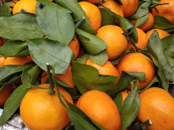 전통적 시장에서 판매되고 초록색 오렌지 다발의 — 스톡 사진