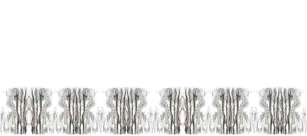Υδατογραφία Οριζόντια Περίγραμμα Απεικόνιση Ενός Δάσους Ένα Υποτονικό Χρώμα Μαύρο — Φωτογραφία Αρχείου