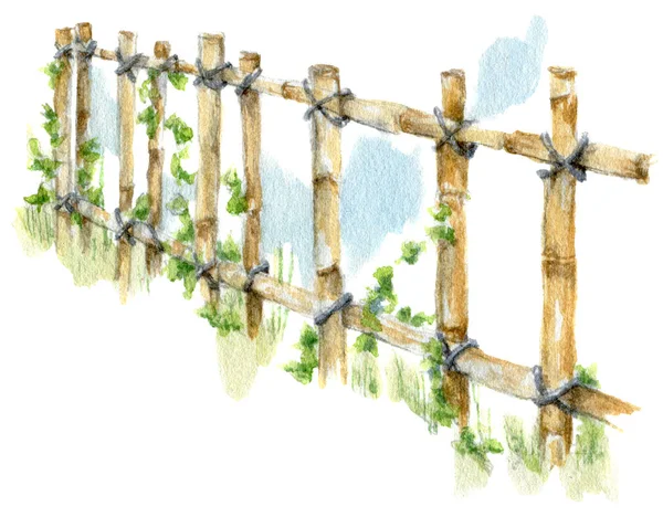 Handgetekende Aquarel Illustratie Land Tuin Verticaal Bed Dorp Gardering Compositie — Stockfoto