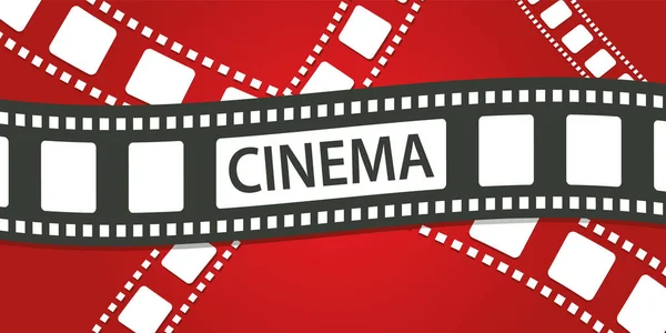Modèle Affiche Concept Cinéma Avec Bande Film Sur Fond Rouge — Image vectorielle