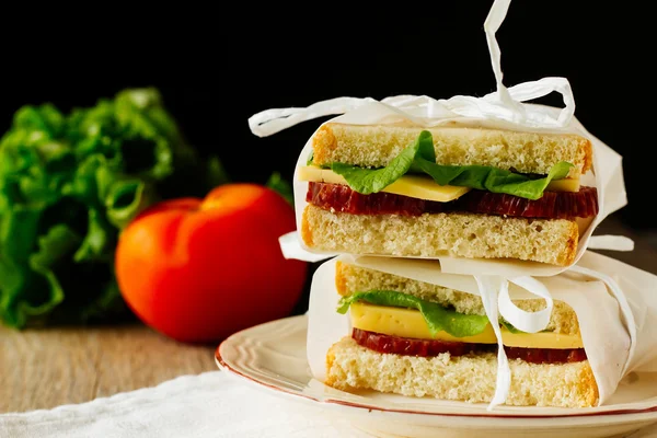 Сэндвичи с салями — стоковое фото