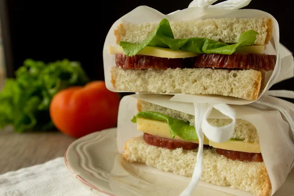 Сэндвичи с салями и сыром — стоковое фото