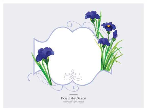 Design dell'etichetta floreale - Stile acquerello. Illustrazione vettoriale . — Vettoriale Stock