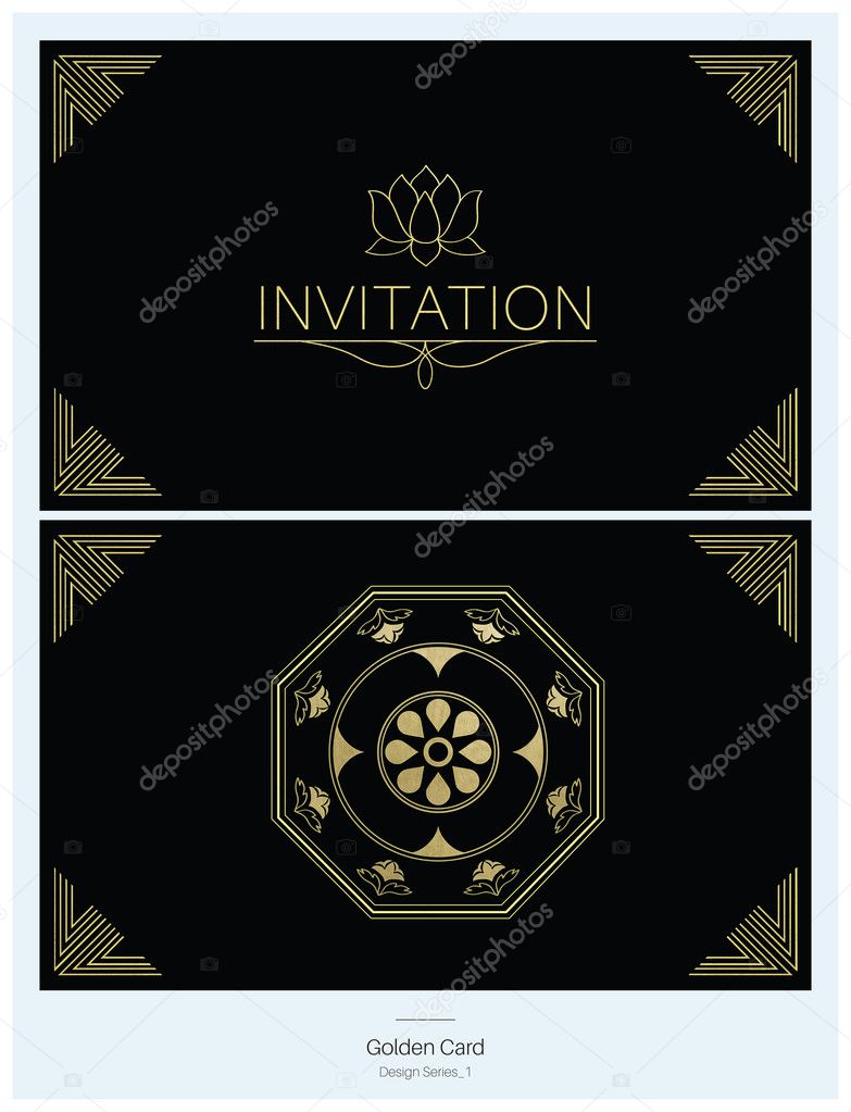 Golden card - Oriental style. Vector illustration.