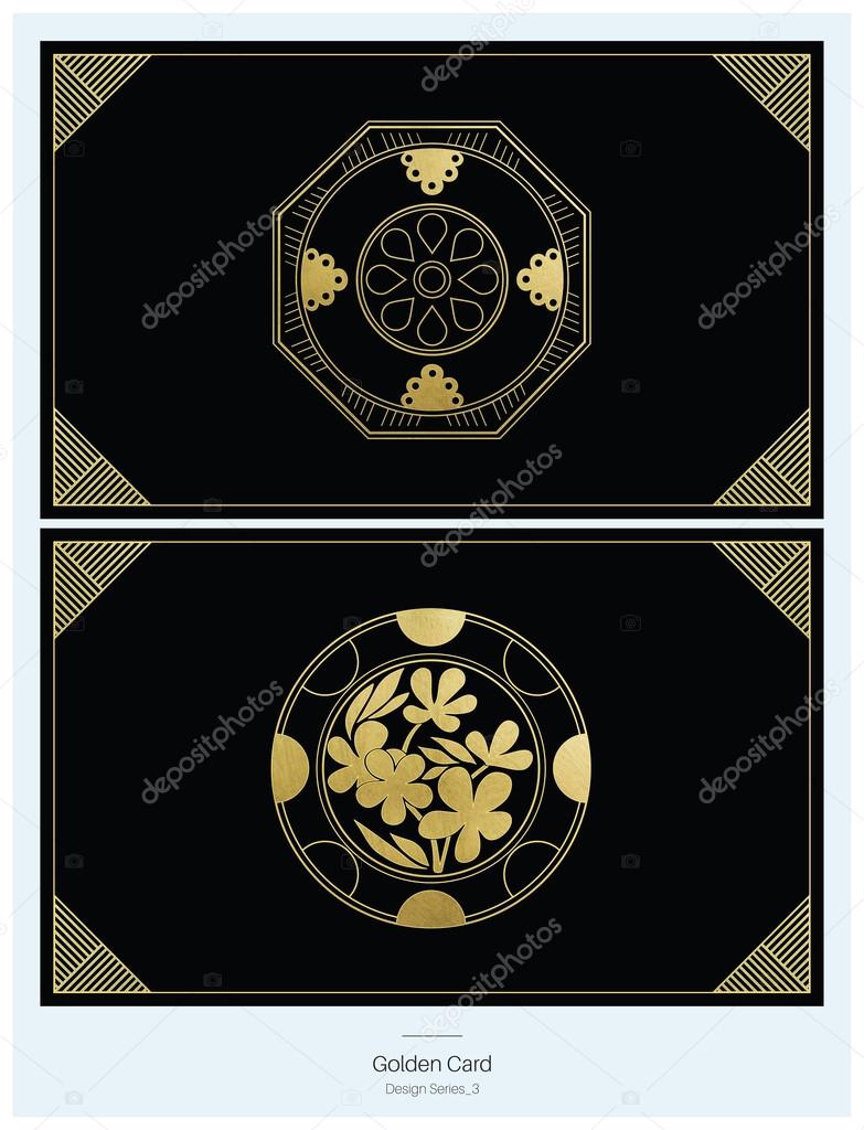 Golden card - Oriental style. Vector illustration.