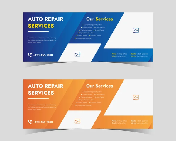Auto Repair Social Media Cover Design Automotive Social Media Cover — Stock Vector